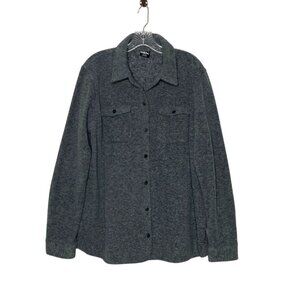 Eddie Bauer Women's Size XL Gray Button-Up Fleece Shirt Jacket Recycled Material